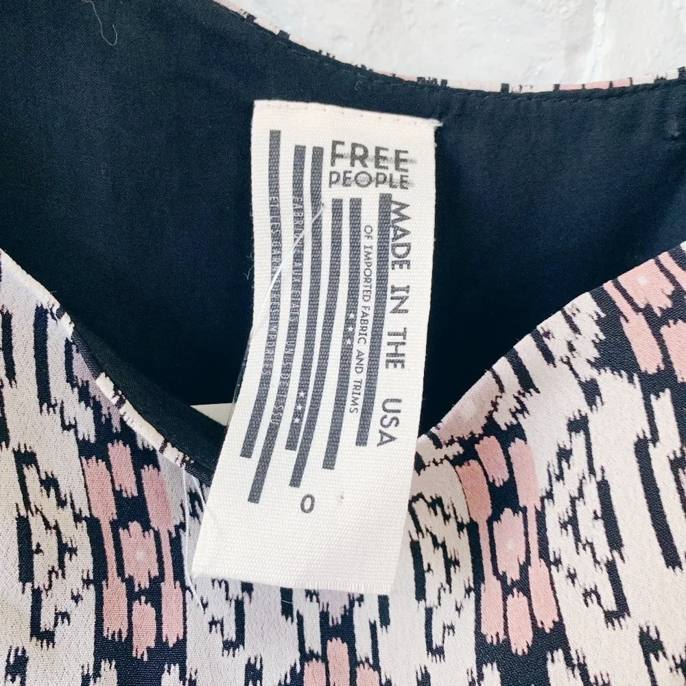 Free People One Shoulder Pattern Mini Dress - Size 0